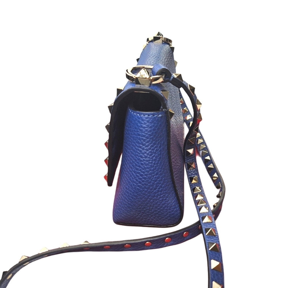 Valentino Garavani Blue Leather Rockstud Crossbody Bag - Picture 7 of 11